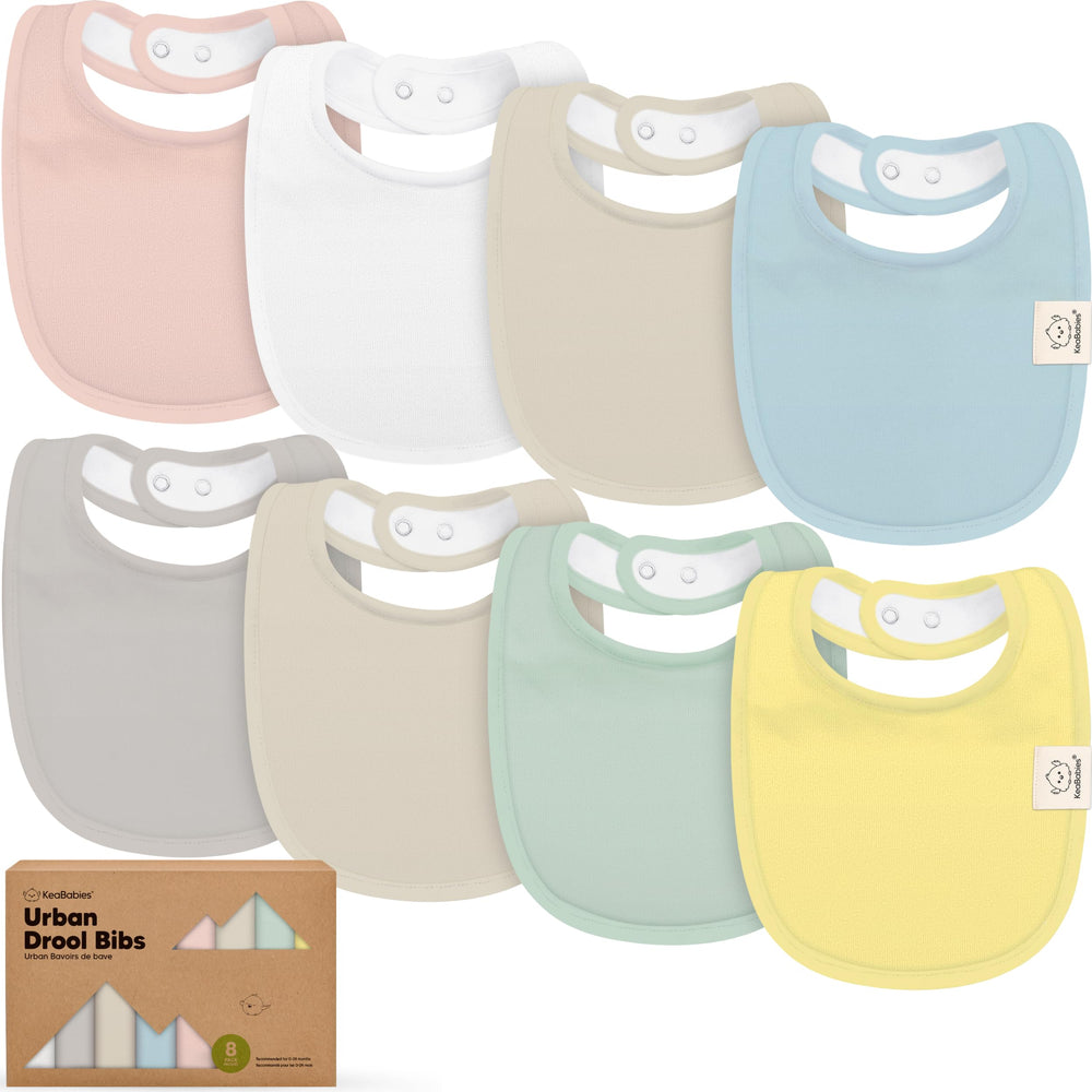 KeaBabies 8-pack unisex bibs for on-the-go babies with versatile styling
