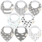 KeaBabies 8-pack bandana bibs Grayscape absorb drool during teething.