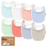 KeaBabies 8-Pack organic bibs in front view, soft cotton for sensitive baby skin.