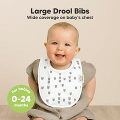 KeaBabies bibs draped on baby, showing drool absorption capability.