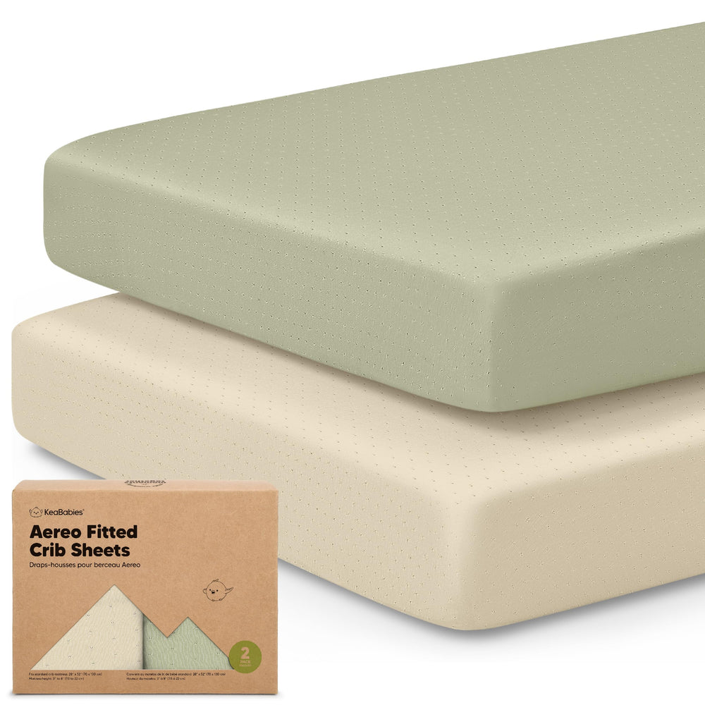 KeaBabies Aereo Avocado folded sheets showing soft touch and ready-to-use texture