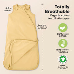 Keababies avocado sleep sack hip room; wide seat for comfortable movement.