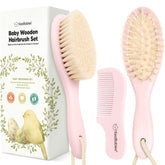 KeaBabies baby hair brush with soft goat bristles for gentle scalp care