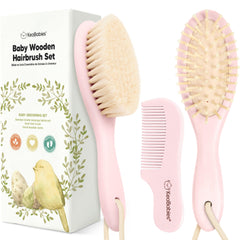 KeaBabies baby hair brush with soft goat bristles for gentle scalp care