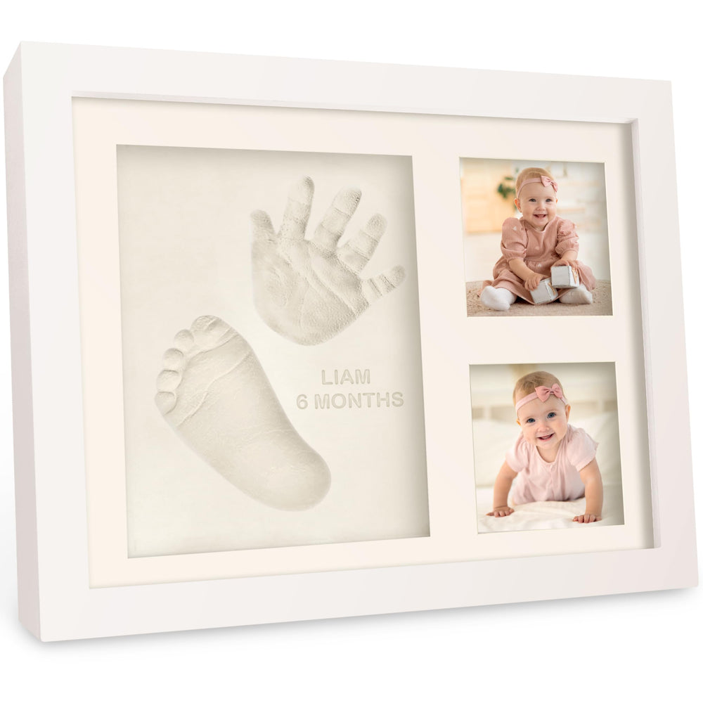 KeaBabies baby handprint kit in wood frame with safe air-dry clay.