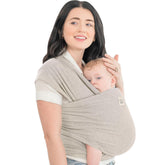 KeaBabies Baby Wrap Carrier Stone Gray fabric closeup showing soft, breathable material.