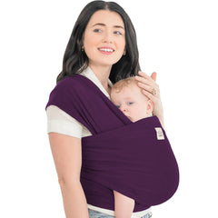 KeaBabies Royal Purple wrap on-the-go with baby, highlighting hands-free bonding