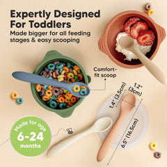 KeaBabies spoons with bite-proof edges for teething safety during first bites.