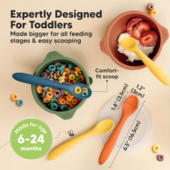 KeaBabies spoon with bite-proof edges designed for teething-friendly meals.