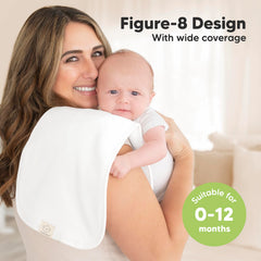 KeaBabies burp cloths show figure-8 shoulder coverage to prevent slipping