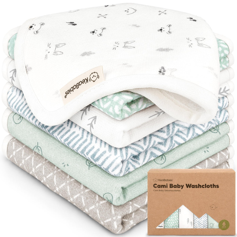KeaBabies Cami washcloths soft dual layer muslin for gentle newborn cleansing