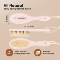 KeaBabies cradle cap brush distributing natural oils for healthier-looking baby scalp