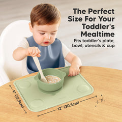 KeaBabies placemat edges catch crumbs for easy cleanup.