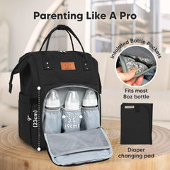 KeaBabies diaper bag backpack multiple pockets help organize items during outings.