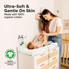 KeaBabies Elly contour-fit changing pad cover on curved surface