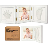 KeaBabies handprint frame with Alpine White finish preserves tiny prints for nursery decor.