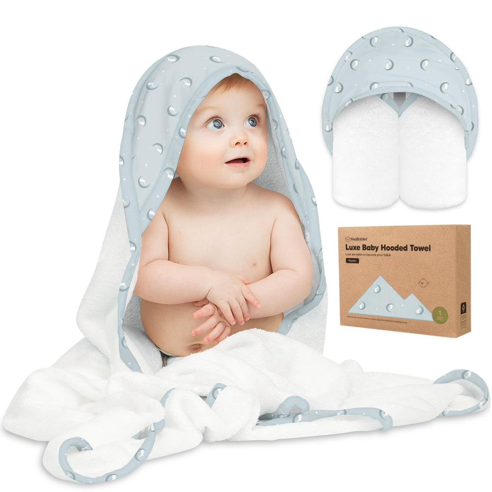 KeaBabies hooded towel 35x35 wraps newborns comfortably after baths.