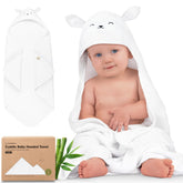 KeaBabies hooded towel with lamb design offering newborn comfort after bath time