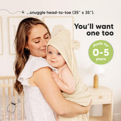 KeaBabies hooded towel dries baby quickly after bath.