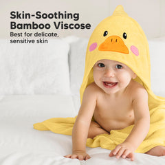 KeaBabies bamboo viscose towel demonstrates triple absorbency for fast drying.