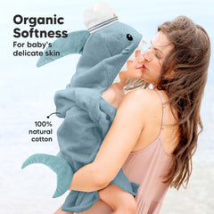 KeaBabies large hooded towel demonstrates generous size for growing babies