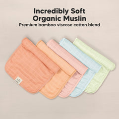 KeaBabies Lumi burp cloth in use during feeding, demonstrating gentle touch and mess control.