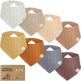 KeaBabies Lumi Muslin Bibs triangle pack closeup, showcasing absorbent, ultra-soft fabric for drool