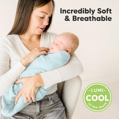 KeaBabies Lumi Muslin Swaddle, breathable fabric supports comfy sleep.