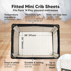 KeaBabies mini-crib-sheets-38x26: precise fit for 38x26 mini mattresses.
