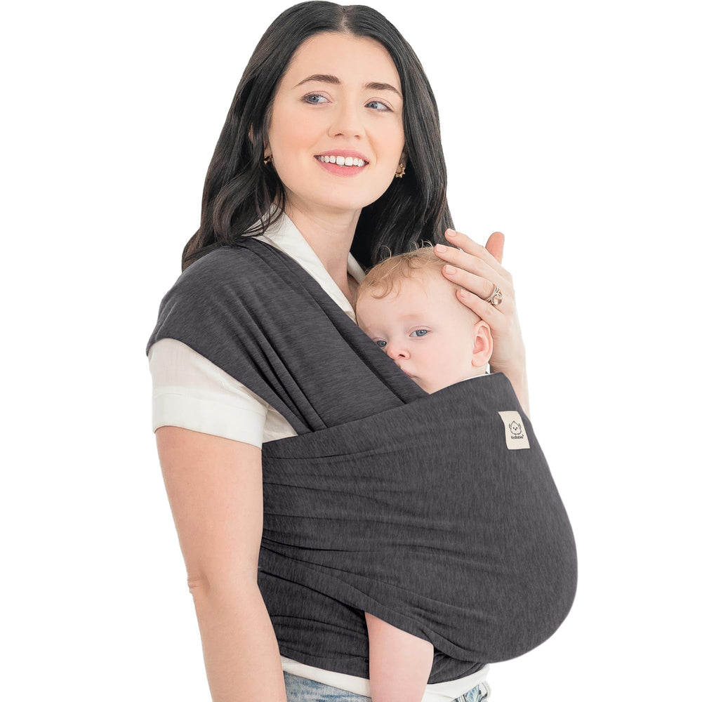 KeaBabies Mystic Gray Baby Wrap: front carry for secure, ergonomic support and bonding.