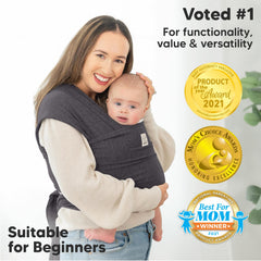 KeaBabies Mystic Gray Baby Wrap with newborn-friendly design offering gentle support for early cuddles.