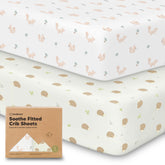 KeaBabies Nibbles crib sheet 2-pack fits standard crib mattresses securely.