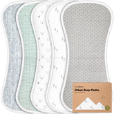 KeaBabies 5-pack burp cloths product shot showing full set for daily use