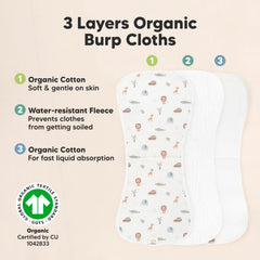 KeaBabies 21 x 10 inch burp cloths provide ample shoulder coverage.