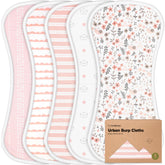 KeaBabies Organic Burp Cloths 5-Pack with figure-8 coverage protects shoulders.