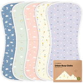KeaBabies Organic Burp Cloths 5-pack for everyday newborn mess coverage and convenience.