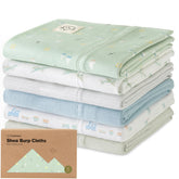 KeaBabies organic burp cloths provide shoulder coverage to catch spills.