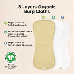 KeaBabies soft plush cotton burp cloths soothe baby skin.
