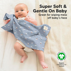 Travel-ready folded burp cloth fits compactly in a diaper bag.