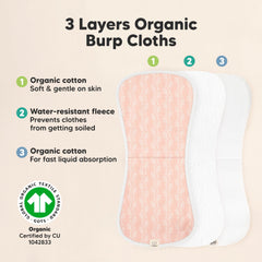 KeaBabies Organic Burp Cloths soft plush cotton for sensitive skin.
