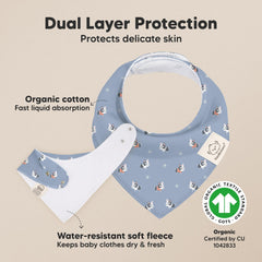 KeaBabies organic cotton bandana bib close-up; ultra-soft for delicate baby skin.