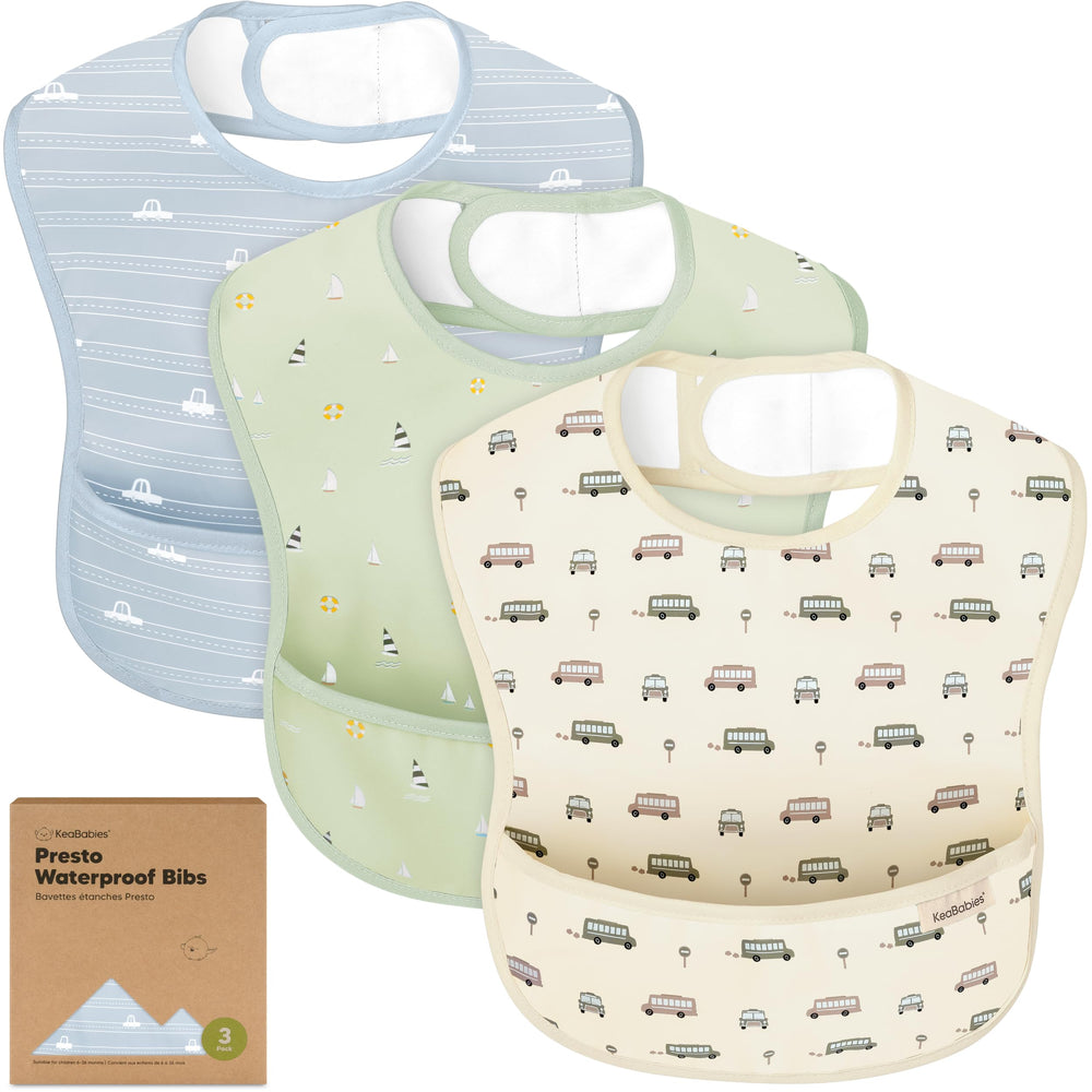 KeaBabies Presto Bib with large food catcher pocket keeps mess off clothes