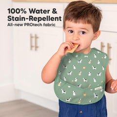 KeaBabies Presto bib shoulder-cover design protects clothing from spills and dribbles.