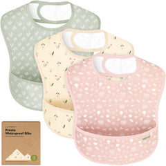 KeaBabies Presto Fleur waterproof bib front view protects clothes during meals