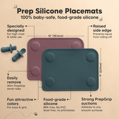 KeaBabies Rocky placemat with suction cups securing plates during meals.