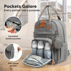 KeaBabies Rove diaper bag includes changing pad for quick care