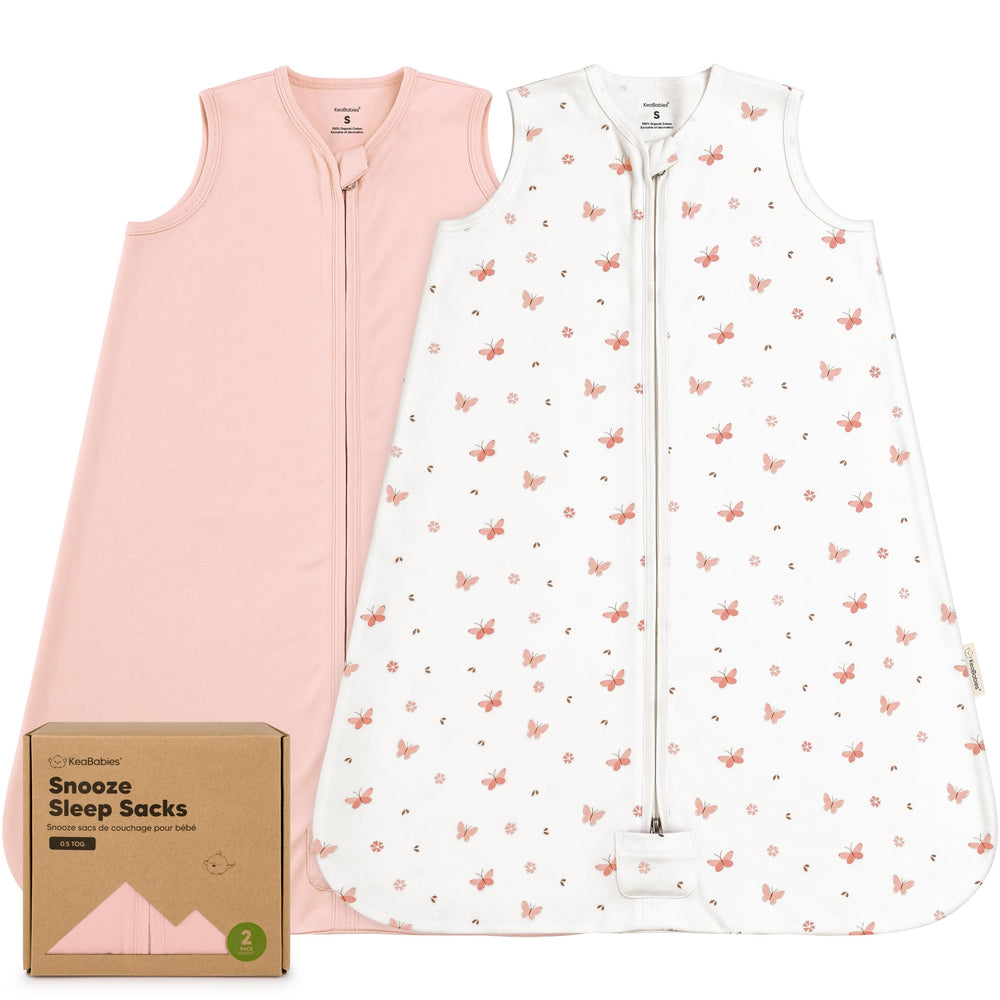 KeaBabies Snooze Sacks with zipper open for quick diaper changes and safe sleep
