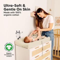 KeaBabies SnugFit Changing Pad Cover Cameo stays secure through wiggles and everyday use.