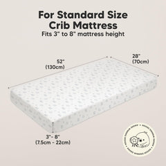 KeaBabies SnugFit tech crib sheet being stretched for easy fitting.