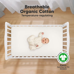 KeaBabies SnugFit Tech crib sheet demonstrates easy-to-fit design.
